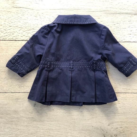 Skirted Navy Jacket with White Stitching Details - Picture 4 of 5